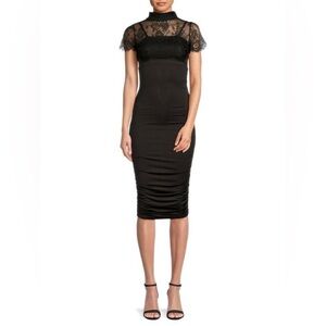 NEW The Fashion Poet Black Midi Sheath Dress and Lace Top
